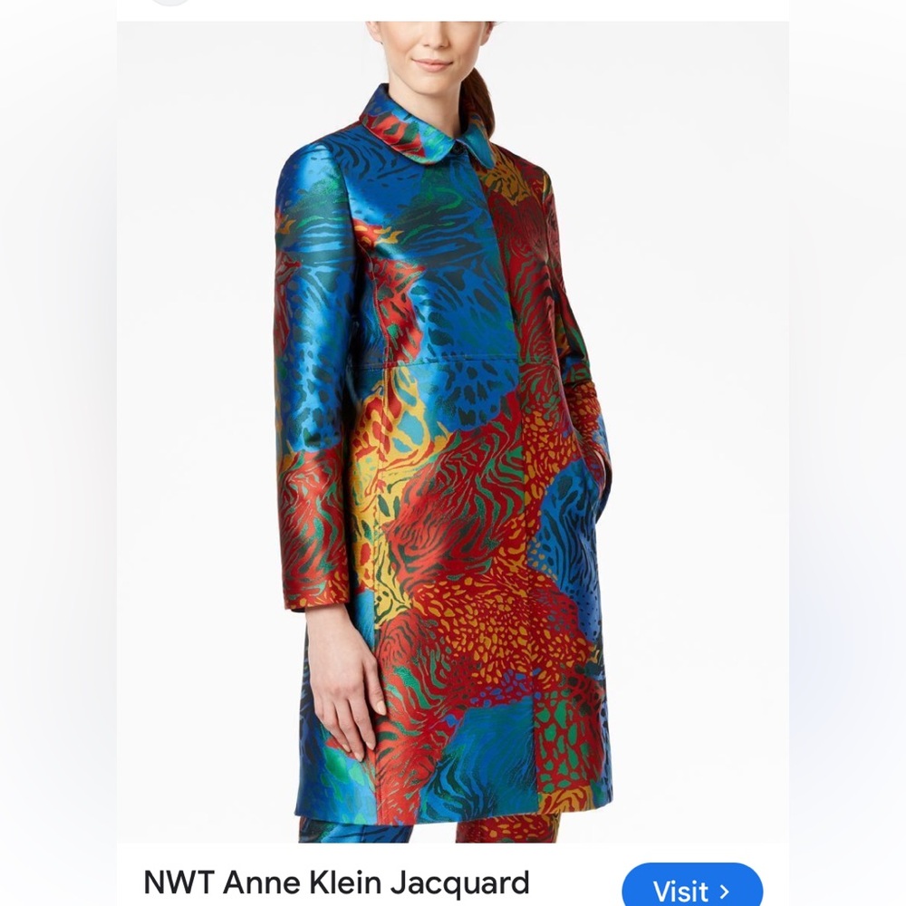 Anne Klein Multicolor Jacquard Topper Coat